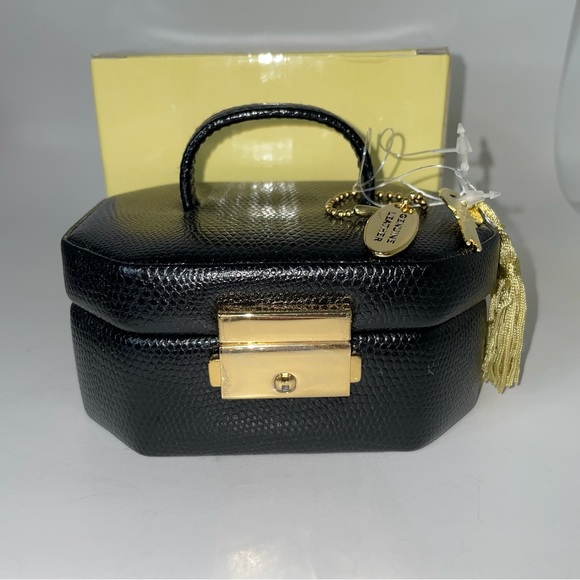 Wolf Designs Other - Wolf Designs Genuine Leather Black Travel Jewelry Box With Key and Tray
